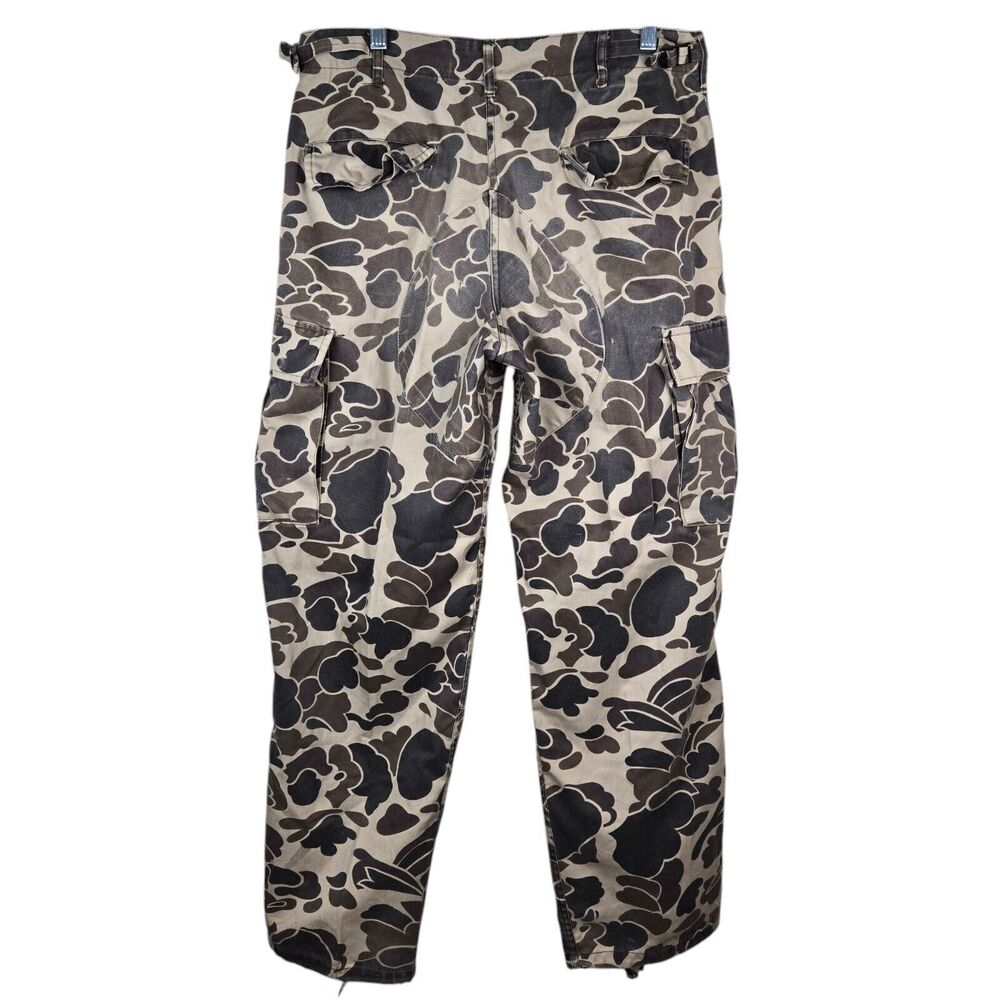 Vintage Duck Bay Camo Pants Men's Sz 34 Brown Tan Cargo Woodland Hunting Outdoor